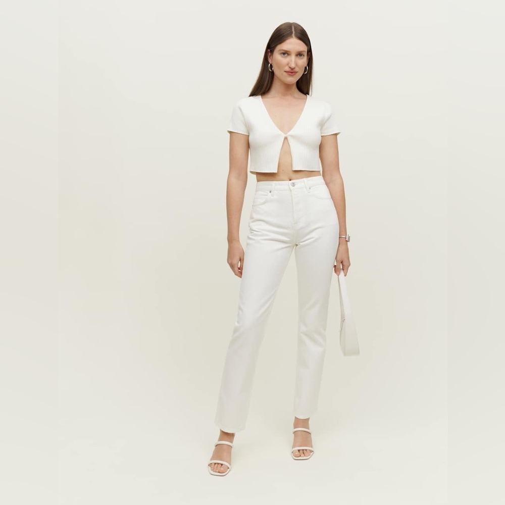 Reformation Cynthia High Rise Straight Jeans White